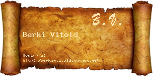Berki Vitold névjegykártya